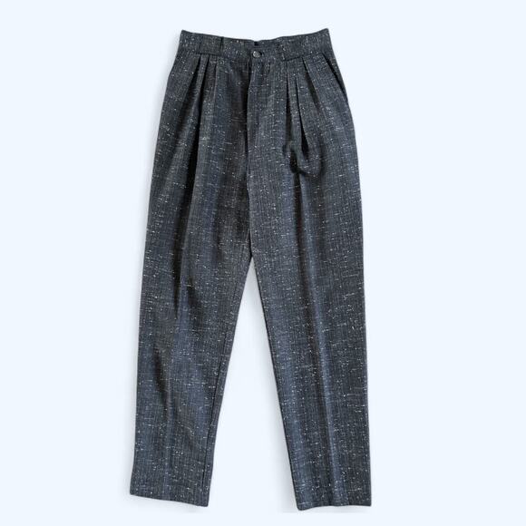 Vintage 80s 90s David Benjamin Pleated Trouser Pants Speckled Gray Made in US 8 - Picture 1 of 7